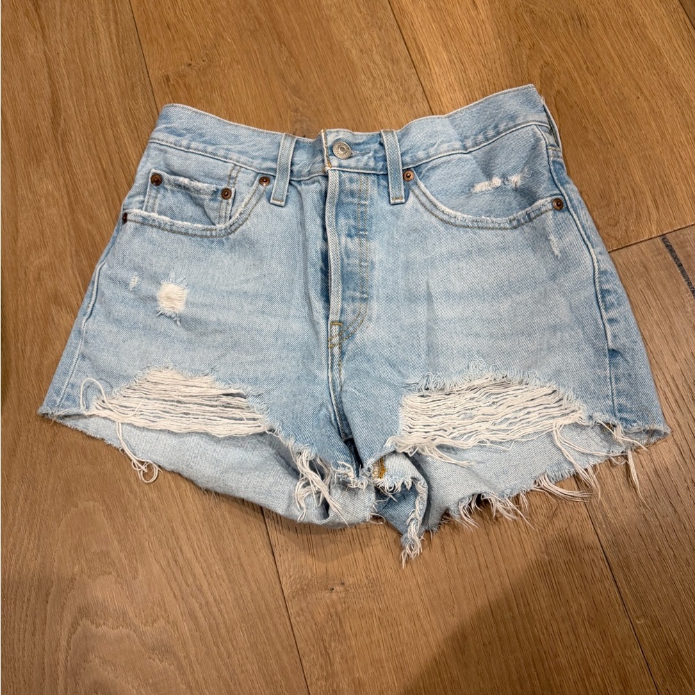 Levi's Light Blue Distressed Jean Shorts